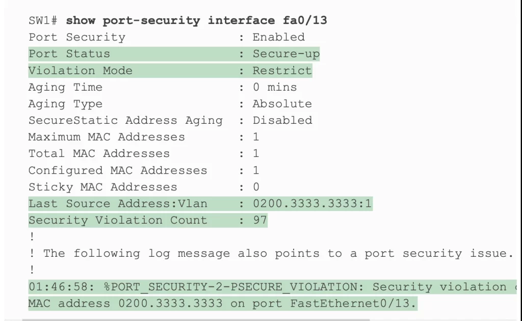 Port-Security-Violation-Mode=Restrict