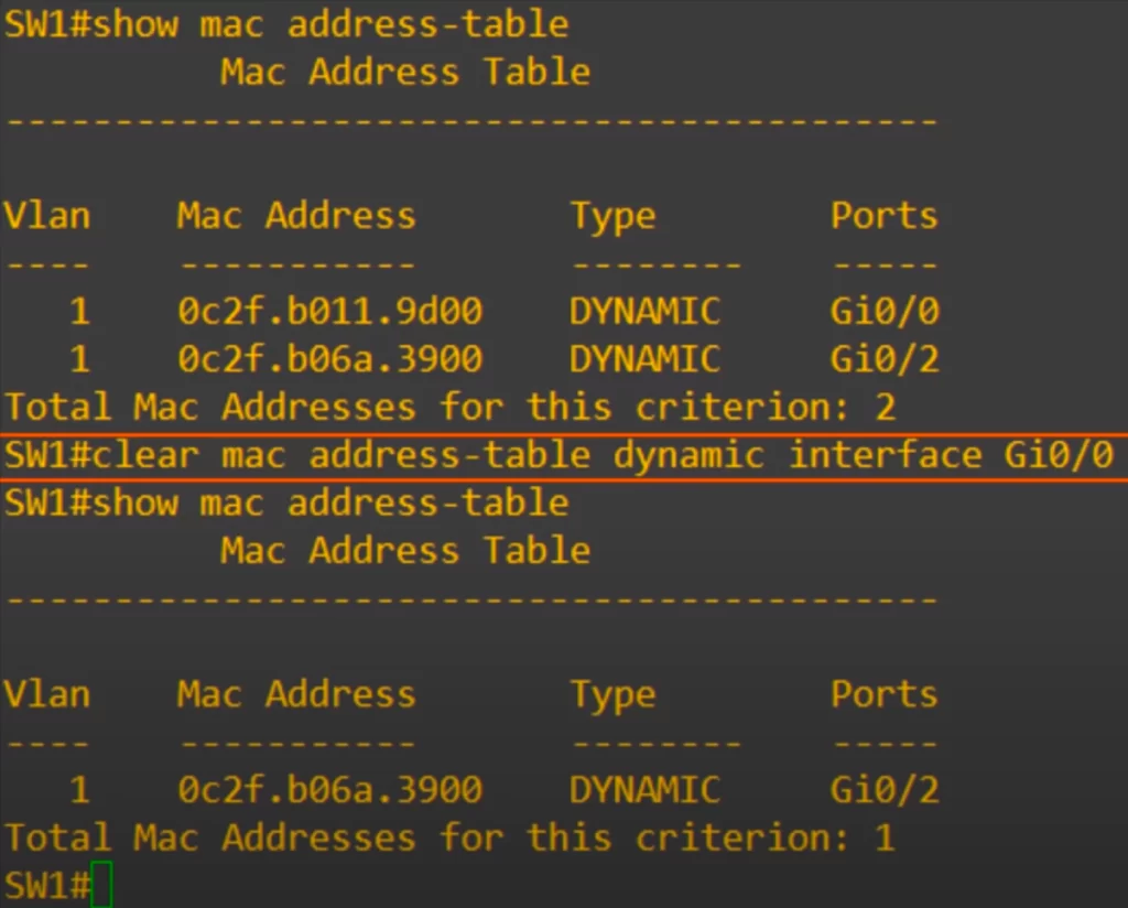 clear-mac-address-table-dynamic-interface