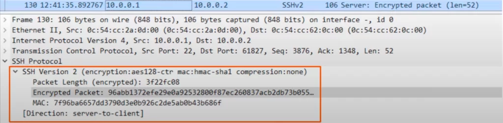 SSH-packet-captured-Wireshark